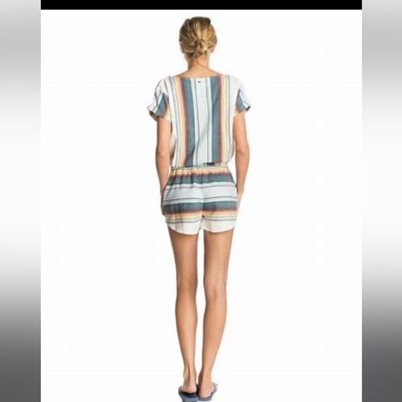🏄🏽‍♀️ NWT RIP CURL shorts BEACH BAZAAR ROMPER striped lace front swim medium m - Picture 5 of 10